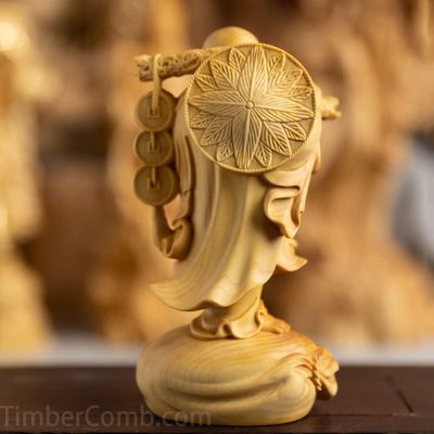 仏像 木彫り 布袋様の置物 高級天然ツゲ木彫り 金運 お守り(Size:高さ12 cm) - 画像 (4)